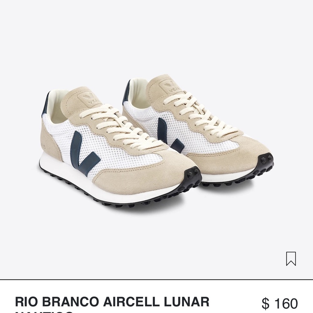 Veja Rio Branco Aircell Lunar Sneakers - Cream and Navy